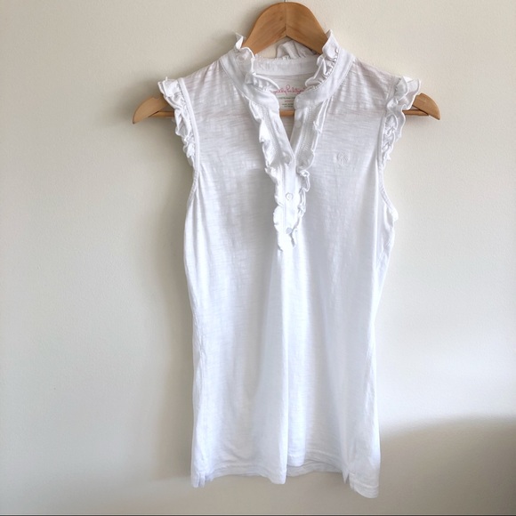 Lilly Pulitzer Tops - Lilly Pulitzer Sleeveless White Ruffle Top